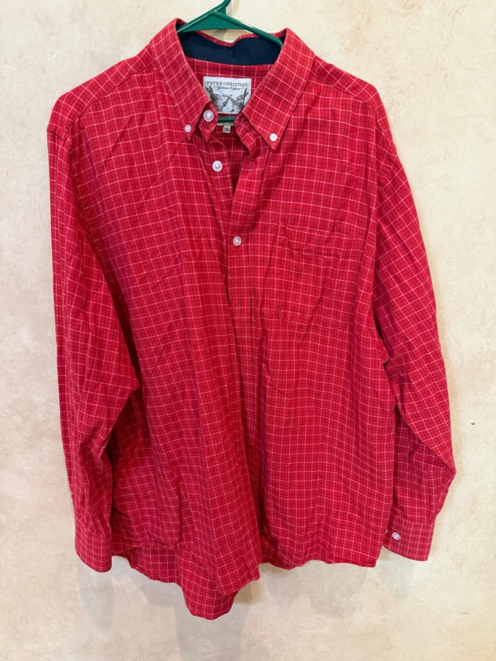 Peter Christian organic cotton Red Plaid Button-Down Shirt 2xl